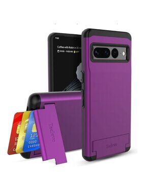 Teelevo Dual Layer Wallet Case For Google Pixel 7 Pro - Purple